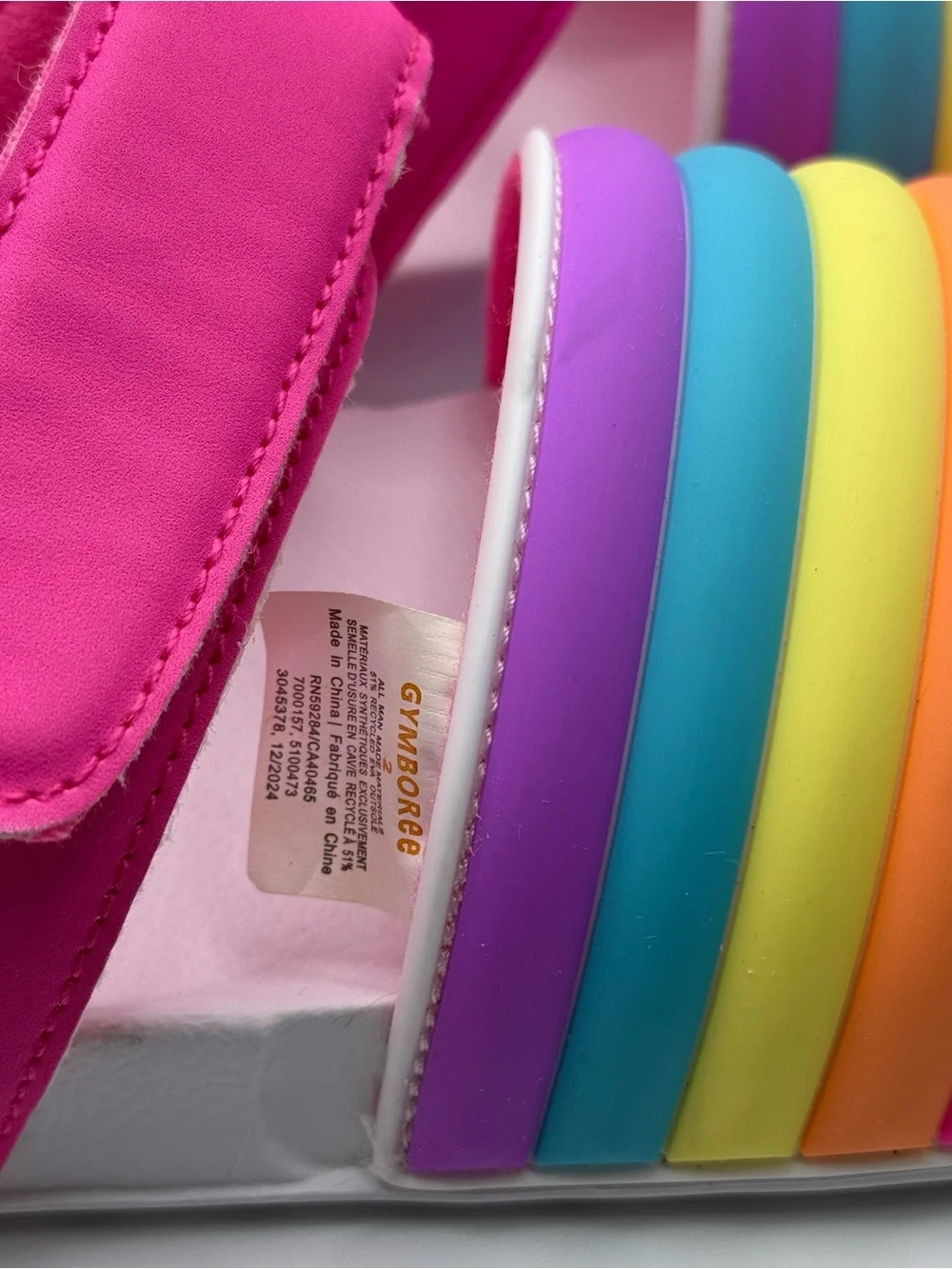 Gymboree Rainbow Slides Pink Little Girls Size 2 Strap Slip On Sandals VGUC
